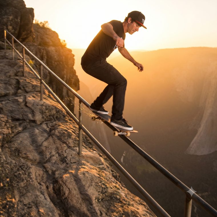Cliffside rail, golden hour